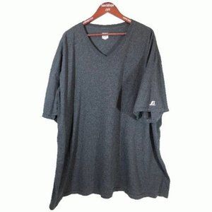 Men's TShirt 4X Russell Athletic VNeck Grey Short Sleeve Cotton Blend